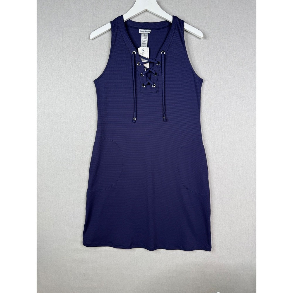 Tommy Bahama Island Cays Lace Up Spa Dress Womens S Navy Blue Nautical NEW $135